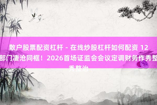 散户股票配资杠杆 - 在线炒股杠杆如何配资 12个部门凄沧同框！2026首场证监会会议定调财务作秀整治