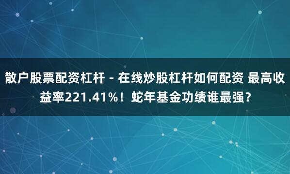 散户股票配资杠杆 - 在线炒股杠杆如何配资 最高收益率221.41%！蛇年基金功绩谁最强？