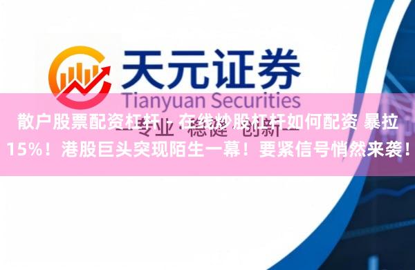 散户股票配资杠杆 - 在线炒股杠杆如何配资 暴拉15%！港股巨头突现陌生一幕！要紧信号悄然来袭！